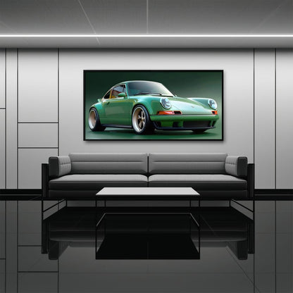 Green Porsche 911 Wall Art – Emerald Outlaw Canvas Print Cars