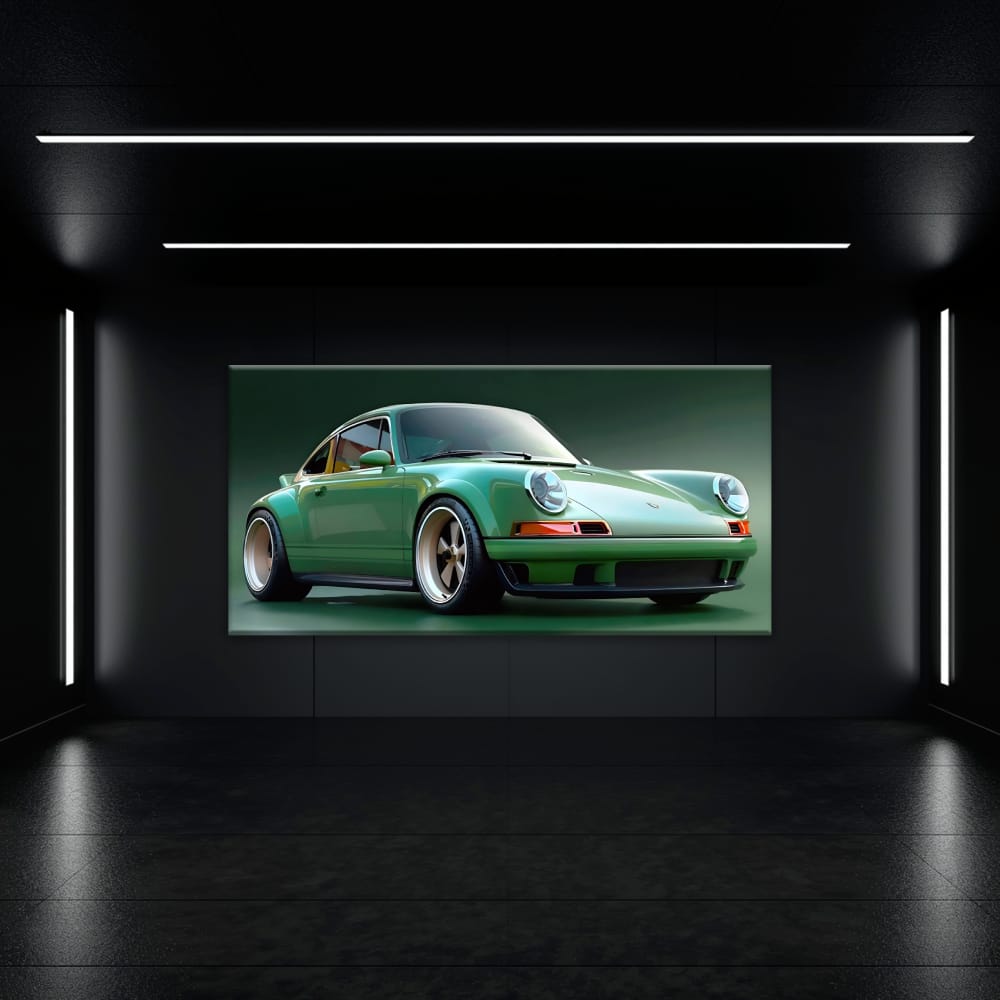 Green Porsche 911 Wall Art – Emerald Outlaw Canvas Print Cars