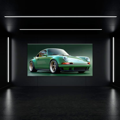 Green Porsche 911 Wall Art – Emerald Outlaw Canvas Print Cars