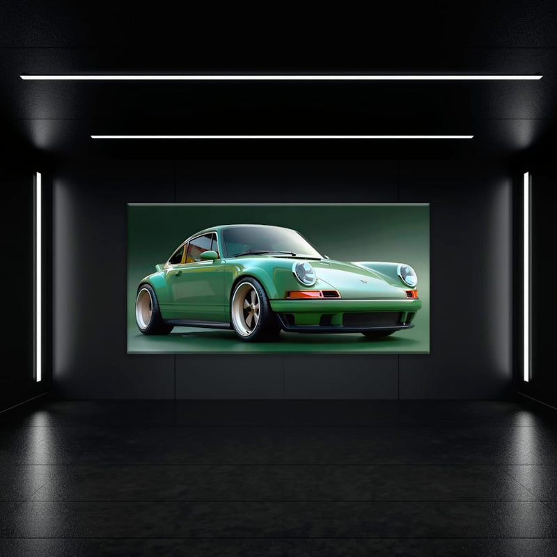 Green Porsche 911 Wall Art – Emerald Outlaw Canvas Print Cars