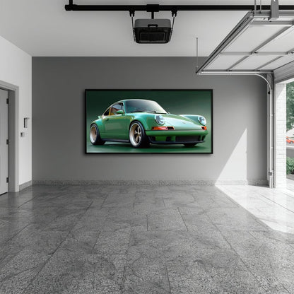 Green Porsche 911 Wall Art – Emerald Outlaw Canvas Print Cars