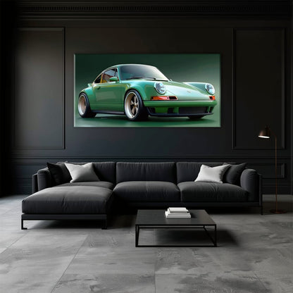 Green Porsche 911 Wall Art – Emerald Outlaw Canvas Print Cars
