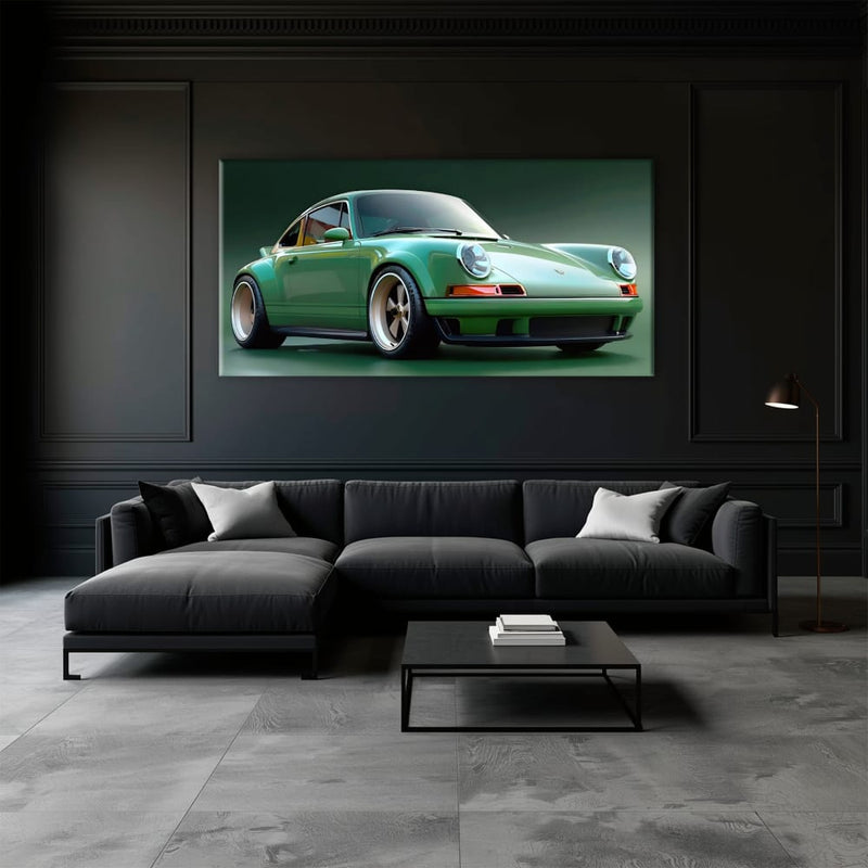 Green Porsche 911 Wall Art – Emerald Outlaw Canvas Print Cars