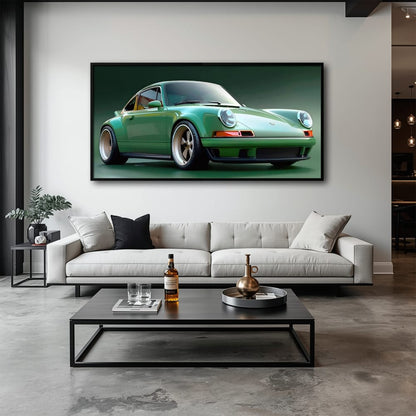 Green Porsche 911 Wall Art – Emerald Outlaw Canvas Print Cars