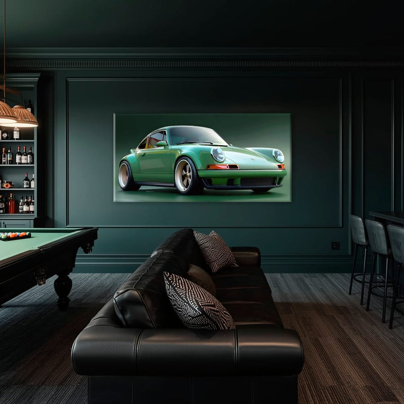 Green Porsche 911 Wall Art – Emerald Outlaw Canvas Print Cars