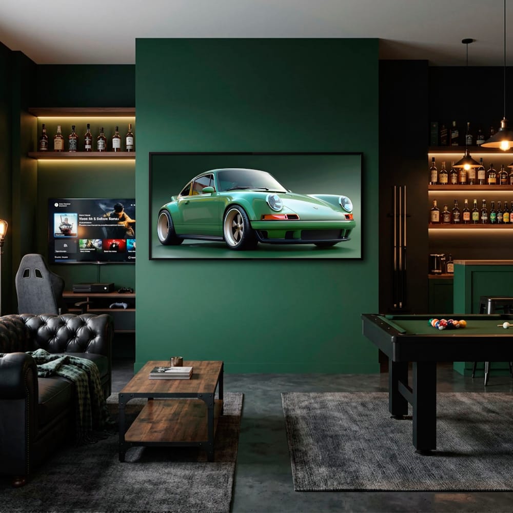 Green Porsche 911 Wall Art – Emerald Outlaw Canvas Print Cars