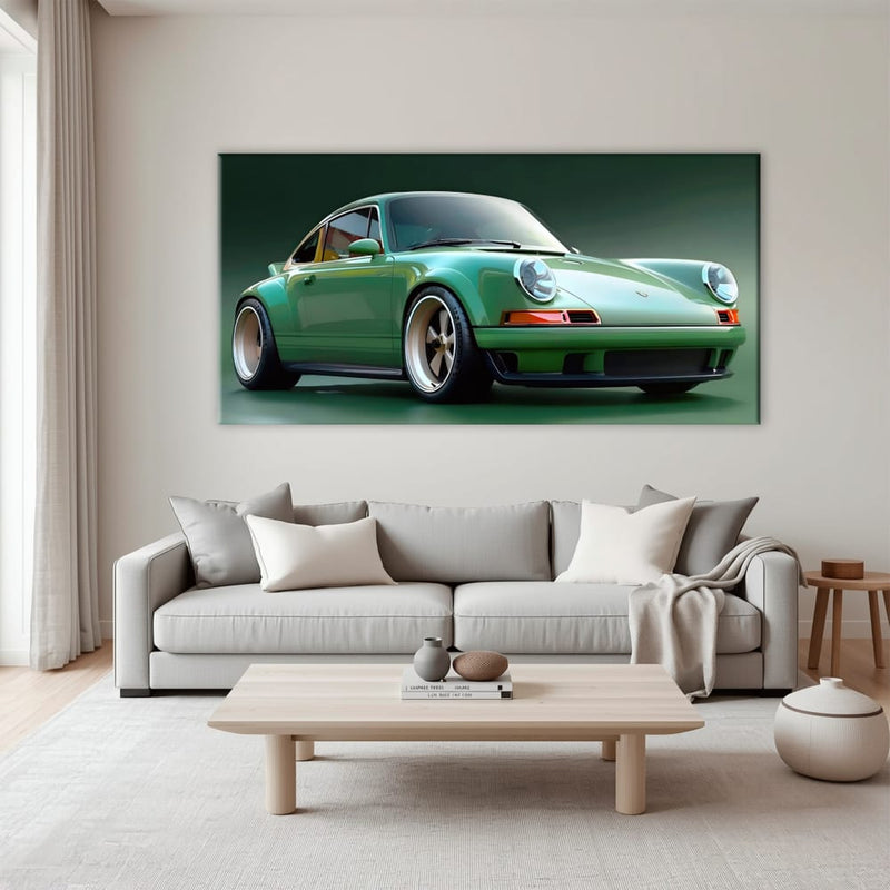 Green Porsche 911 Wall Art – Emerald Outlaw Canvas Print Cars