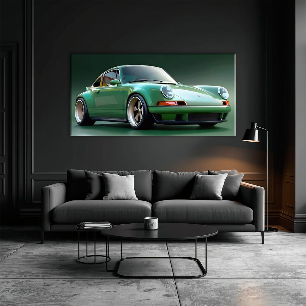 Green Porsche 911 Wall Art – Emerald Outlaw Canvas Print Cars