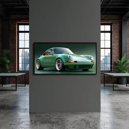 Green Porsche 911 Wall Art – Emerald Outlaw Canvas Print Cars