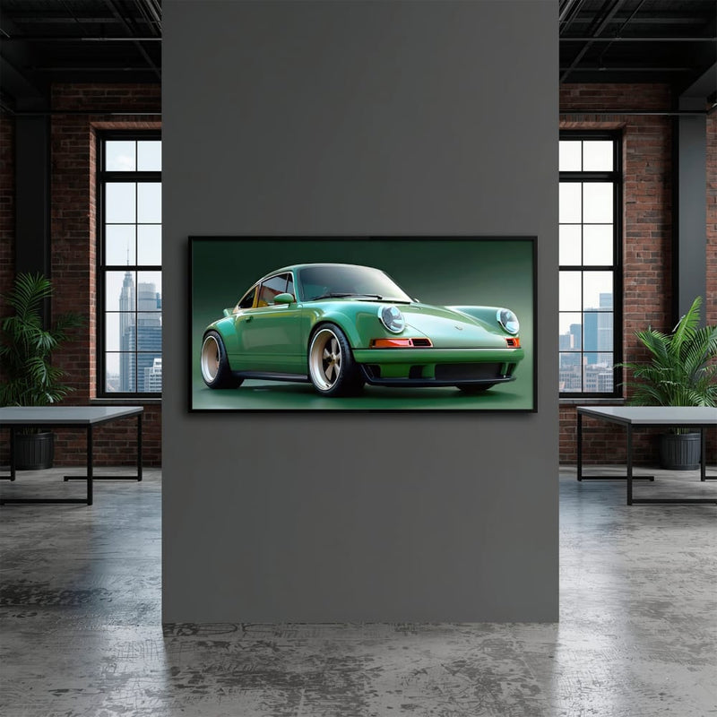 Green Porsche 911 Wall Art – Emerald Outlaw Canvas Print Cars
