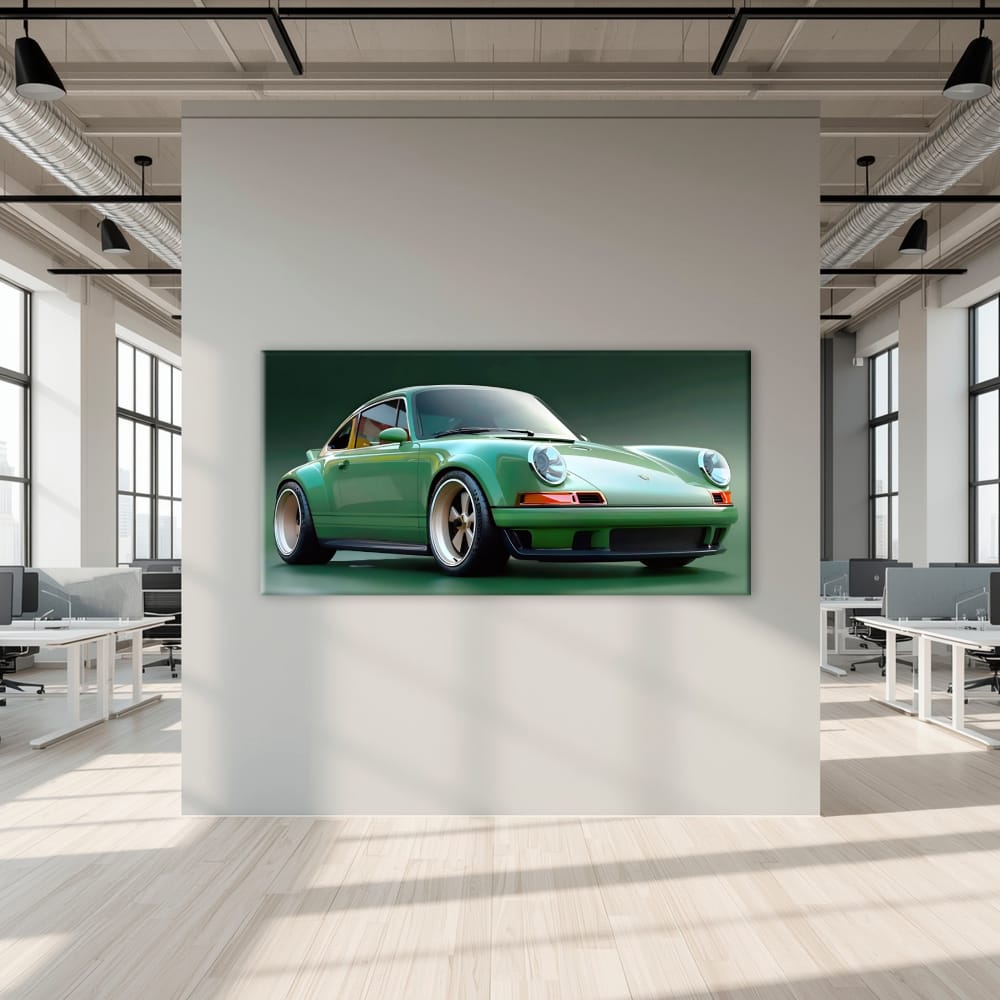 Green Porsche 911 Wall Art – Emerald Outlaw Canvas Print Cars