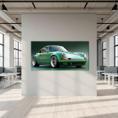 Green Porsche 911 Wall Art – Emerald Outlaw Canvas Print Cars