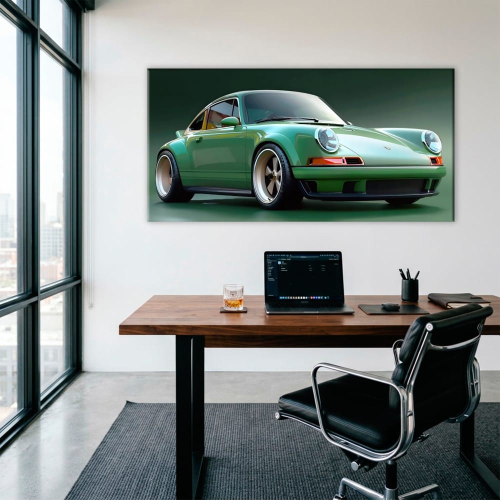 Green Porsche 911 Wall Art – Emerald Outlaw Canvas Print Cars