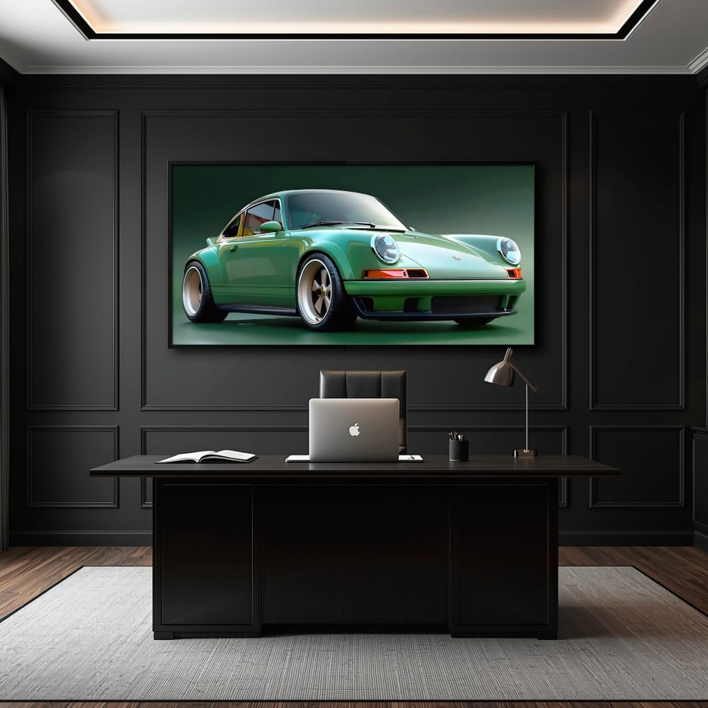 Green Porsche 911 Wall Art – Emerald Outlaw Canvas Print Cars