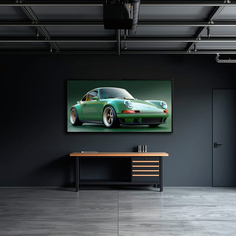 Green Porsche 911 Wall Art – Emerald Outlaw Canvas Print Cars