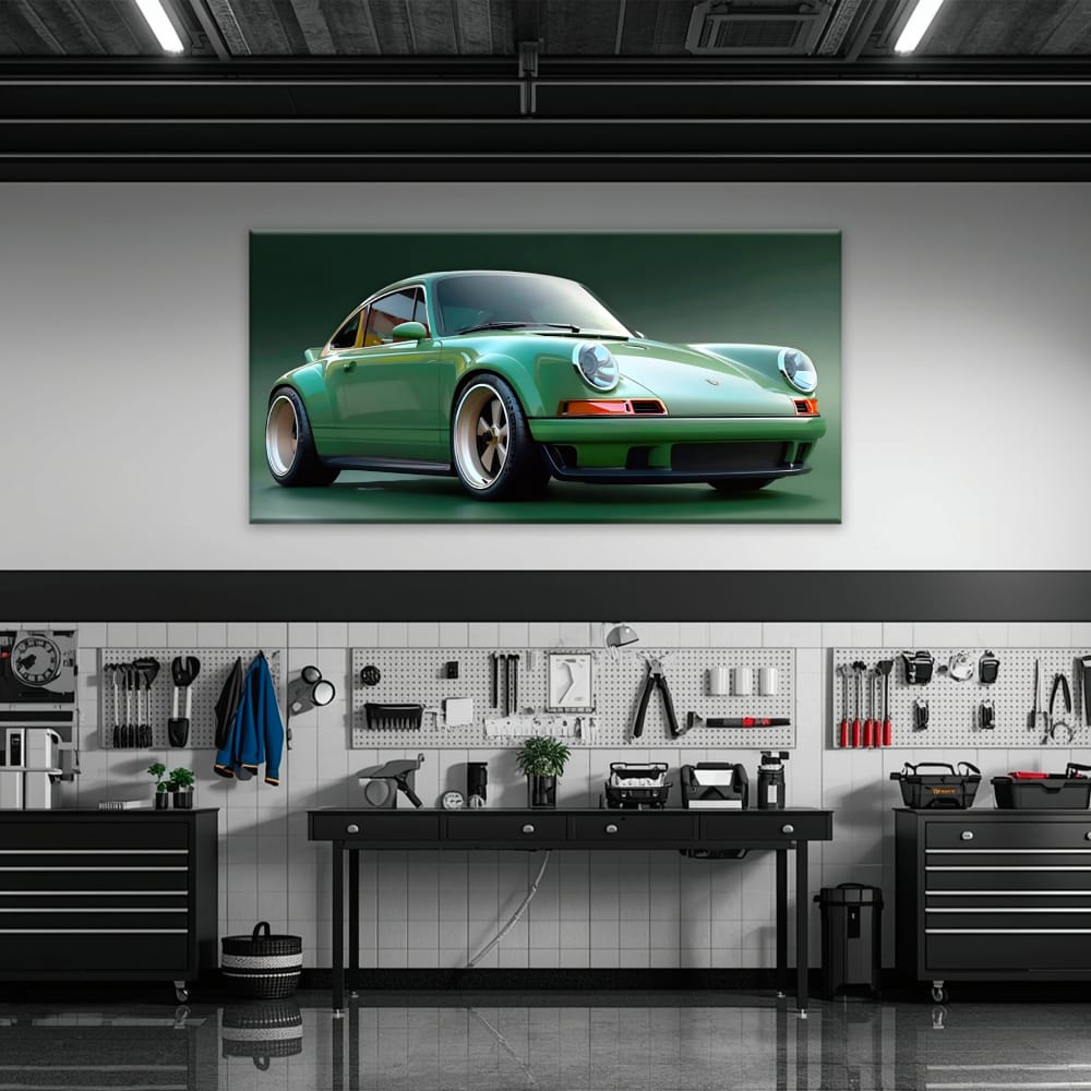 Green Porsche 911 Wall Art – Emerald Outlaw Canvas Print Cars