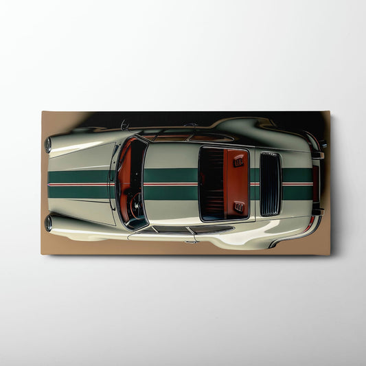 Porsche 911 Heritage Stripe Wall Art – Ivory Sports Car Canvas Print Cars