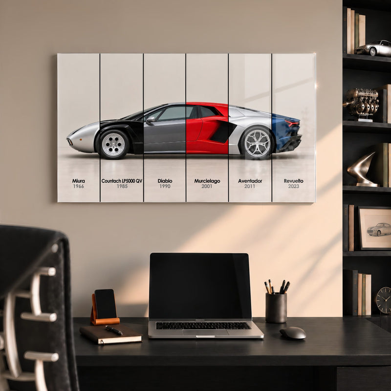 Lamborghini Evolution Poster & Canvas Wall Art | Caveson Acrylic Glass / 12х24 / Without Frame Cars