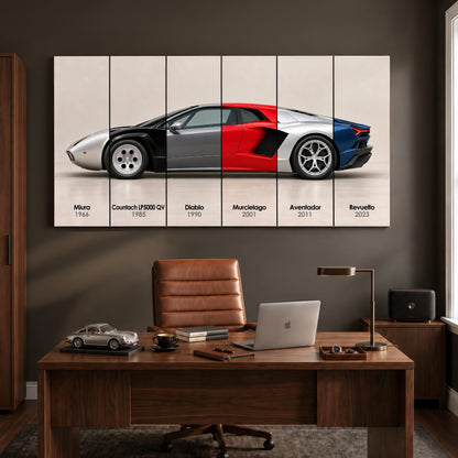 Lamborghini Evolution Poster & Canvas Wall Art | Caveson Canvas / 12х24 / Gallery Wrap Cars