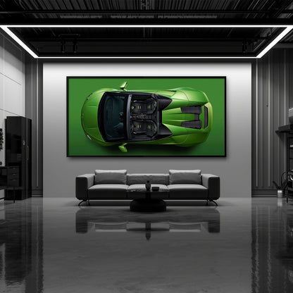 Lamborghini Huracan Wall Art | Green Canvas Print | Automotive Decor Cars