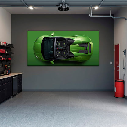 Lamborghini Huracan Wall Art | Green Canvas Print | Automotive Decor Cars