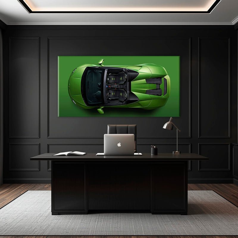 Lamborghini Huracan Wall Art | Green Canvas Print | Automotive Decor Cars