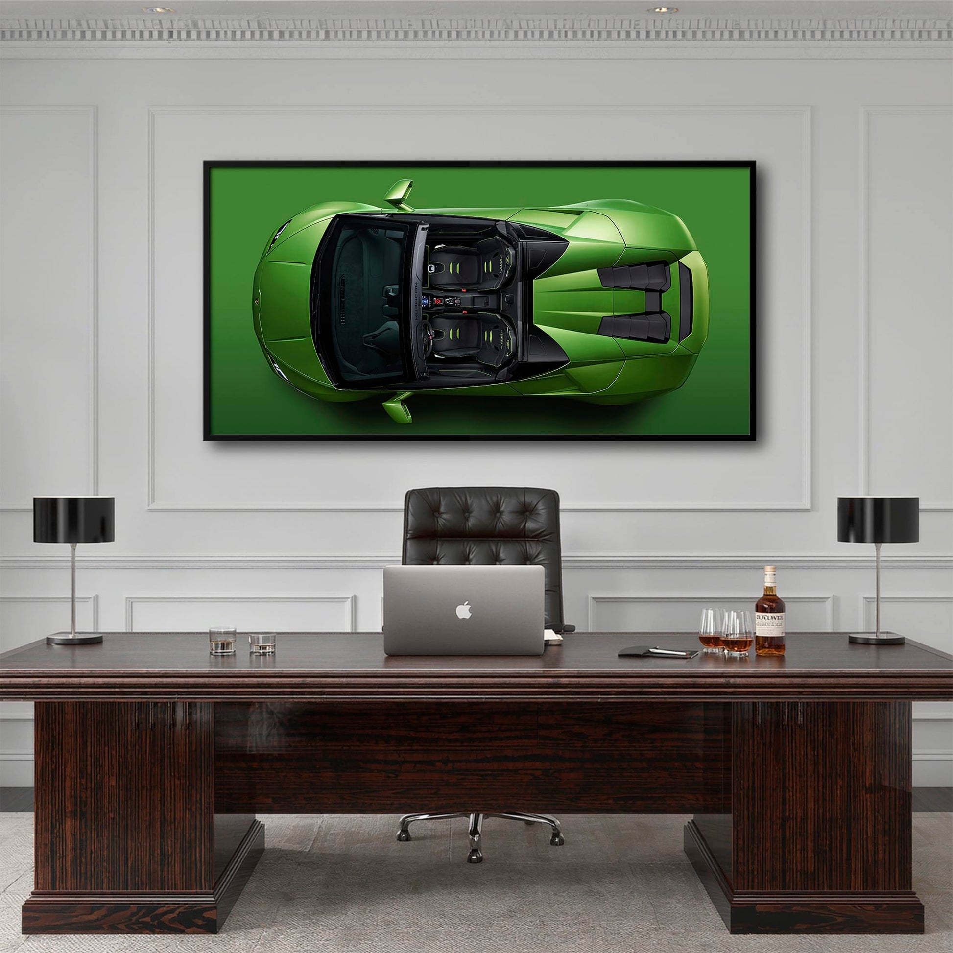 Lamborghini Huracan Wall Art | Green Canvas Print | Automotive Decor Cars