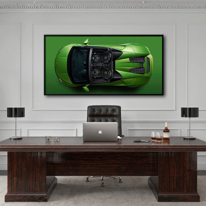 Lamborghini Huracan Wall Art | Green Canvas Print | Automotive Decor Cars