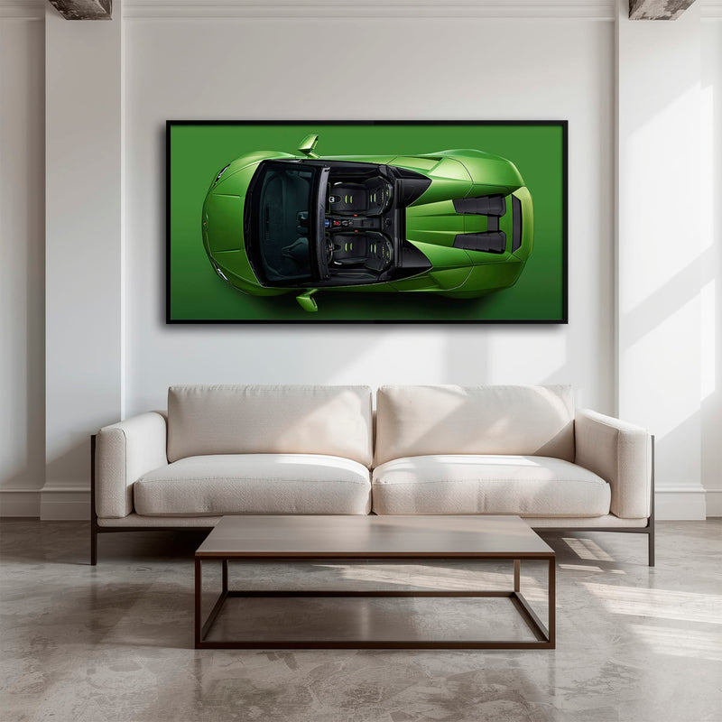 Lamborghini Huracan Wall Art | Green Canvas Print | Automotive Decor Cars