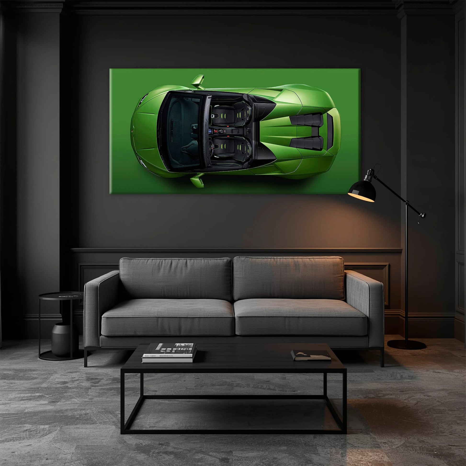 Lamborghini Huracan Wall Art | Green Canvas Print | Automotive Decor Cars
