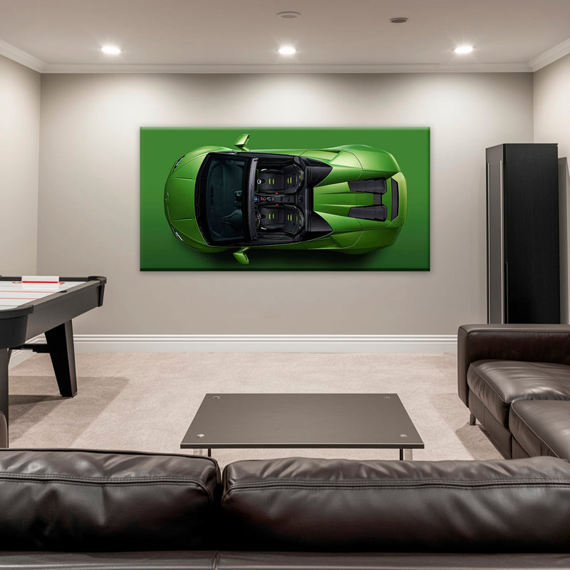 Lamborghini Huracan Wall Art | Green Canvas Print | Automotive Decor Cars