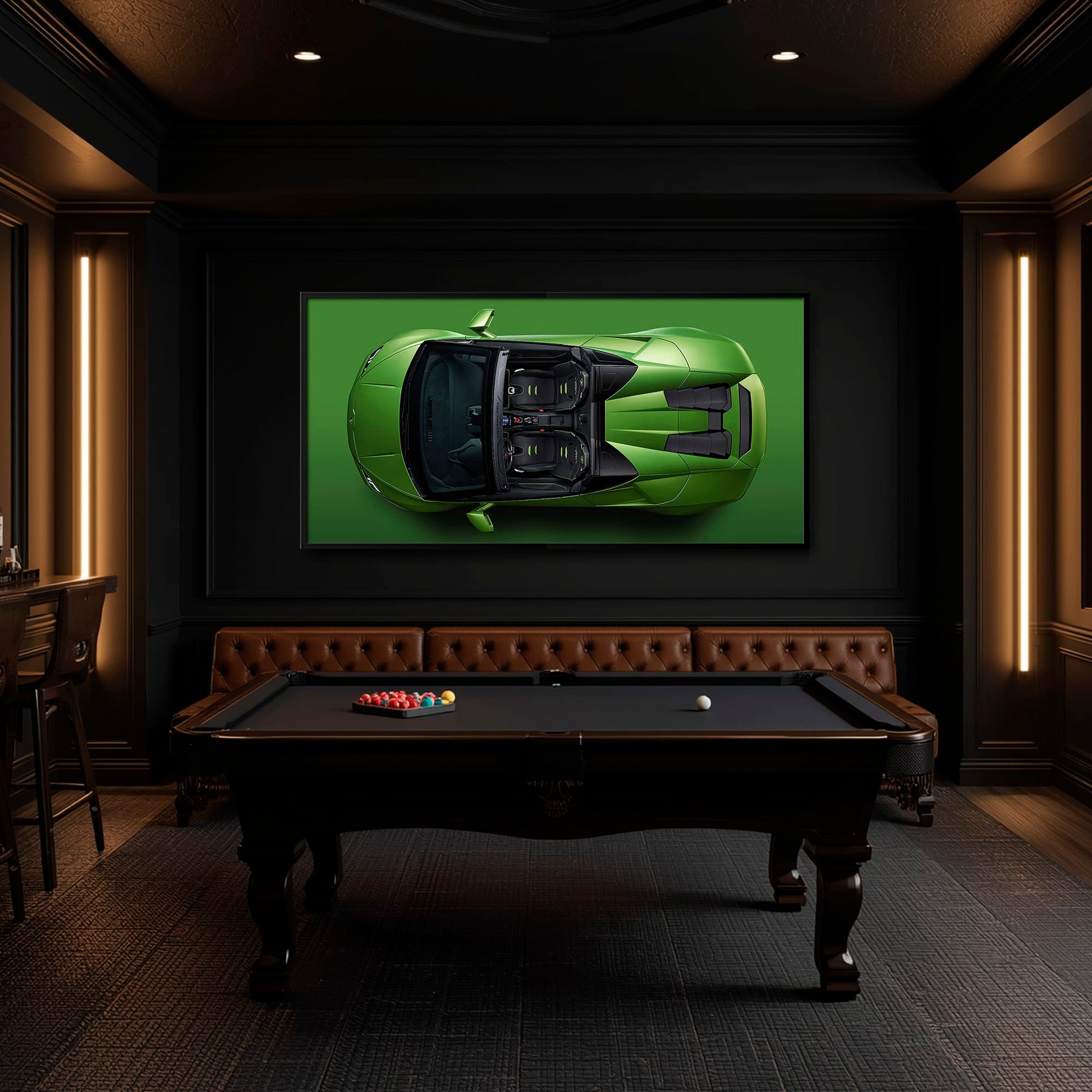 Lamborghini Huracan Wall Art | Green Canvas Print | Automotive Decor Cars