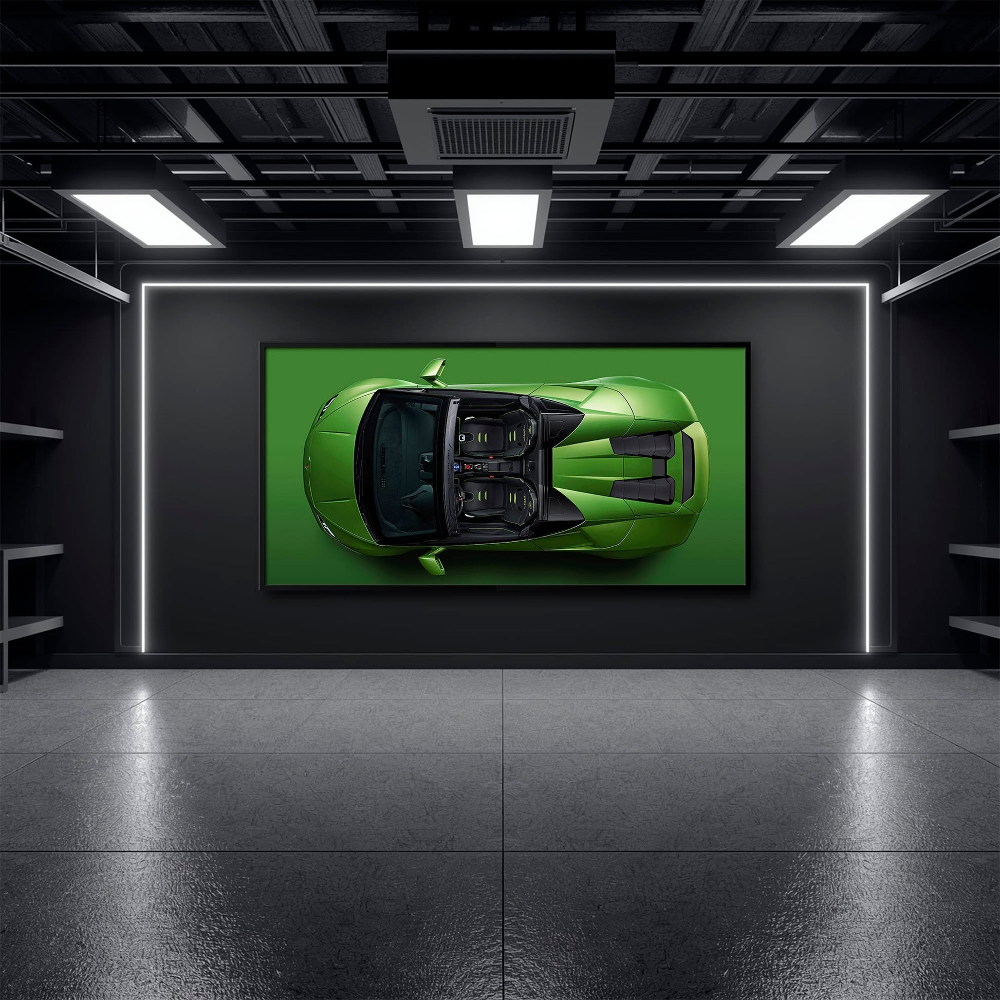 Lamborghini Huracan Wall Art | Green Canvas Print | Automotive Decor Cars