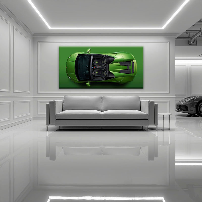 Lamborghini Huracan Wall Art | Green Canvas Print | Automotive Decor Cars