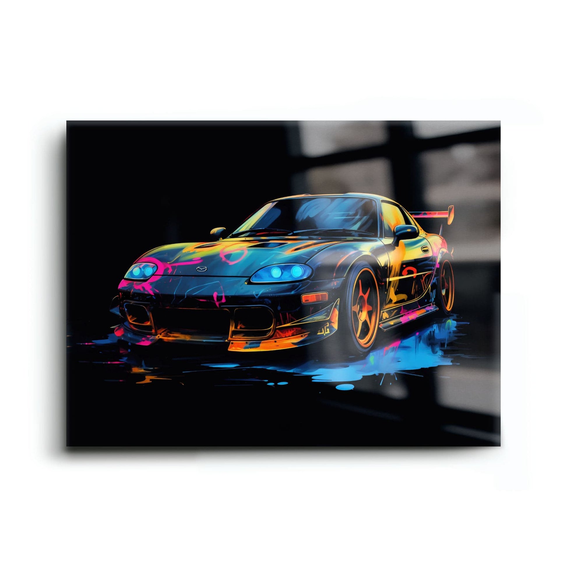 Mazda RX-7 Wall Art – Neon Graffiti JDM Canvas Print Cars