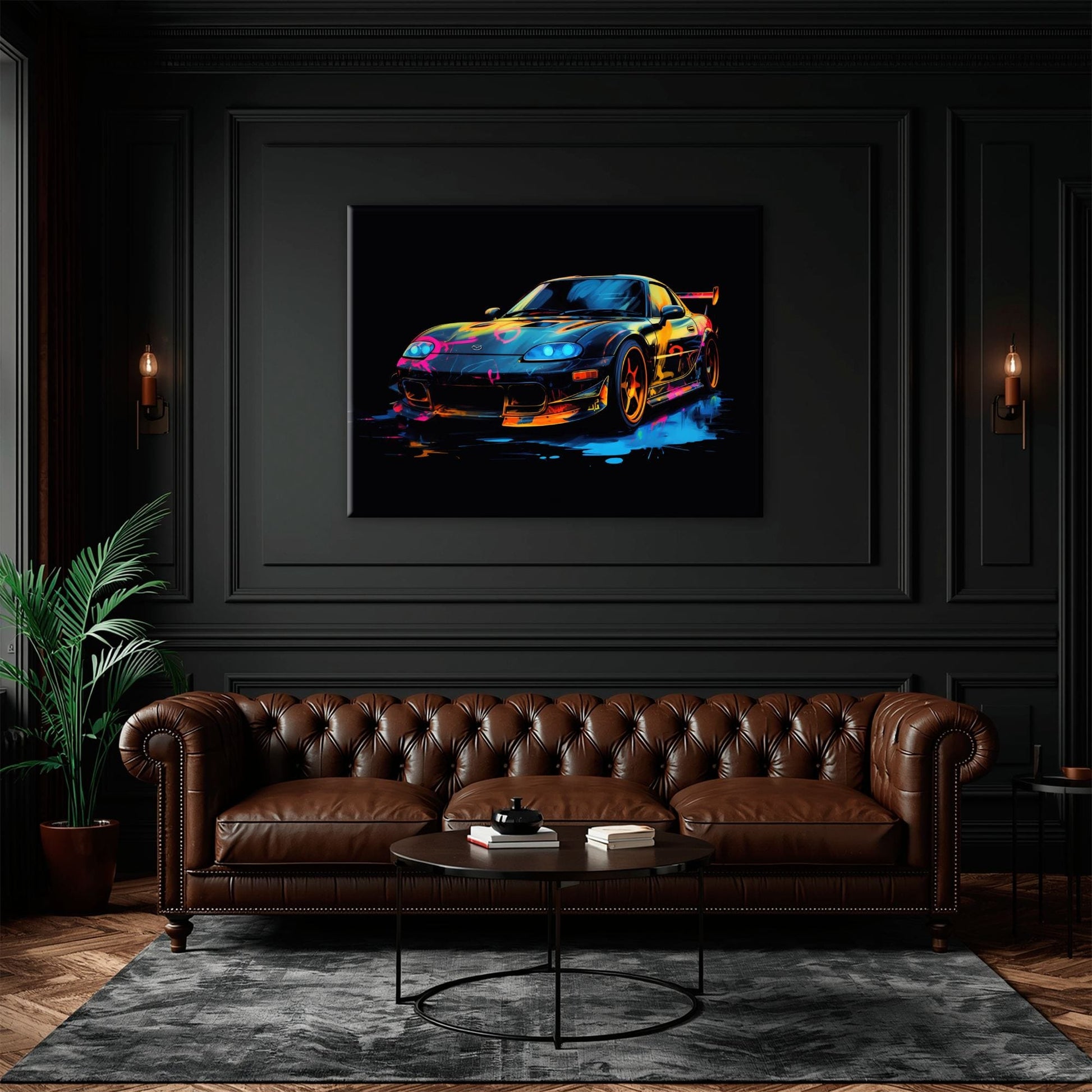 Mazda RX-7 Wall Art – Neon Graffiti JDM Canvas Print Cars