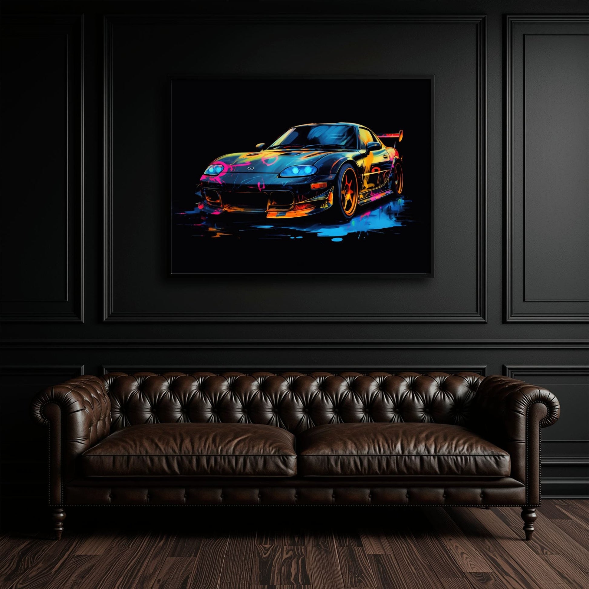 Mazda RX-7 Wall Art – Neon Graffiti JDM Canvas Print Cars