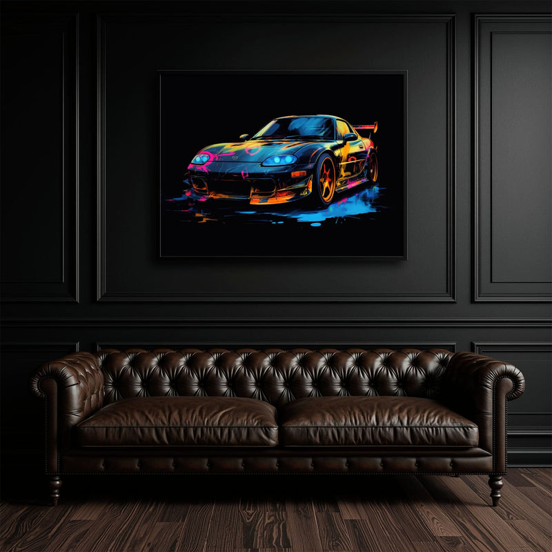 Mazda RX-7 Wall Art – Neon Graffiti JDM Canvas Print Cars