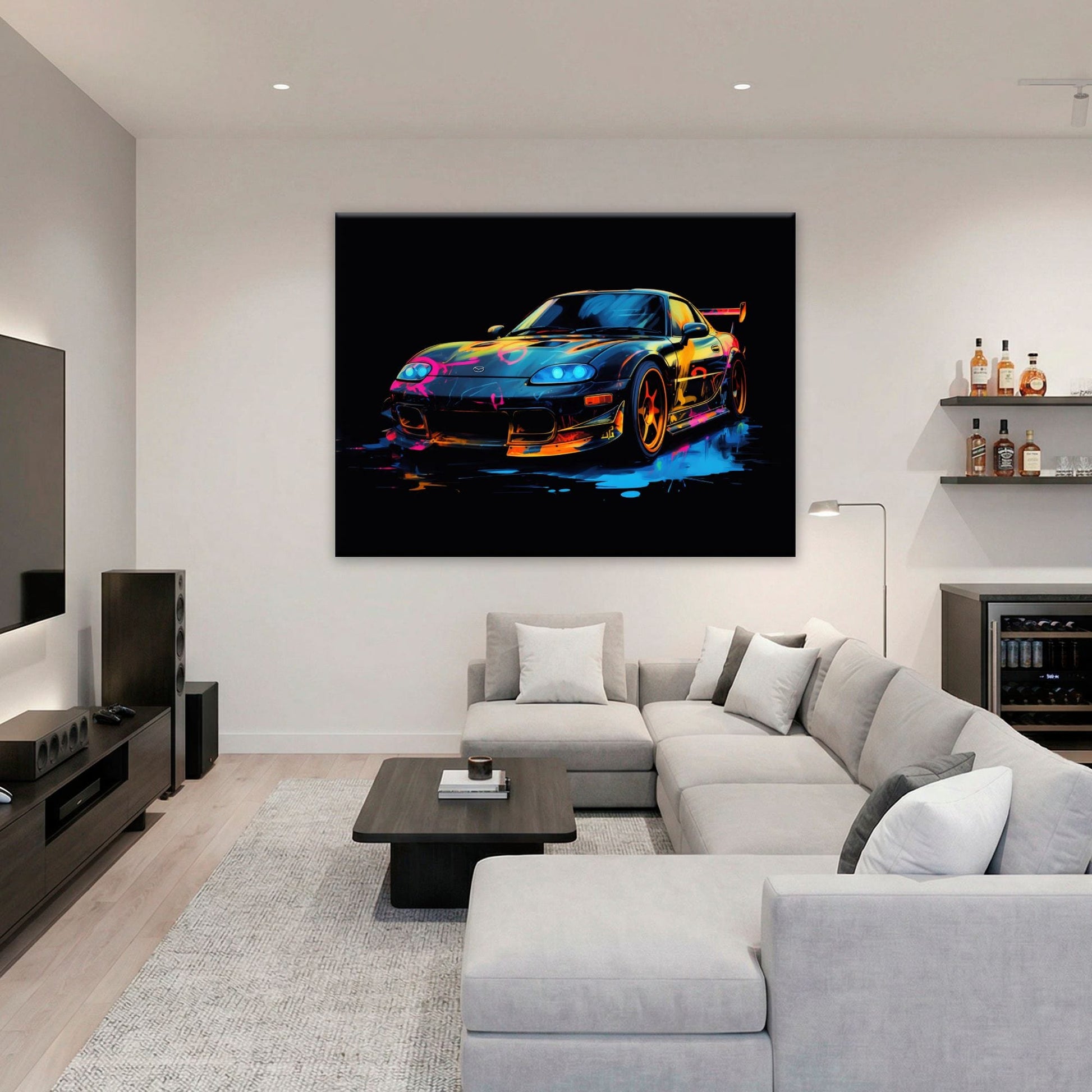 Mazda RX-7 Wall Art – Neon Graffiti JDM Canvas Print Cars