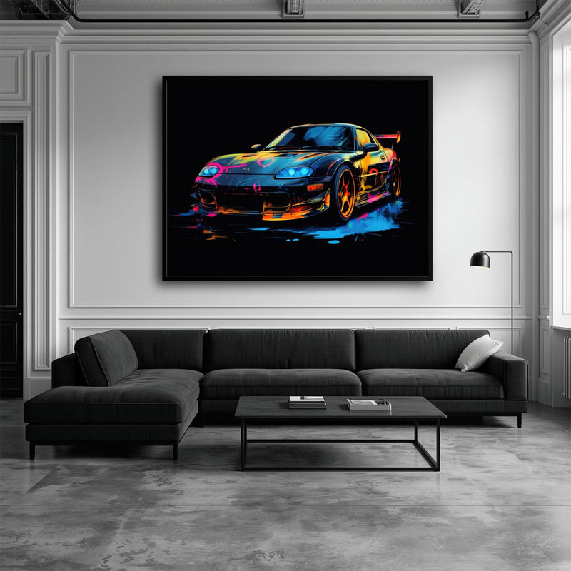 Mazda RX-7 Wall Art – Neon Graffiti JDM Canvas Print Cars