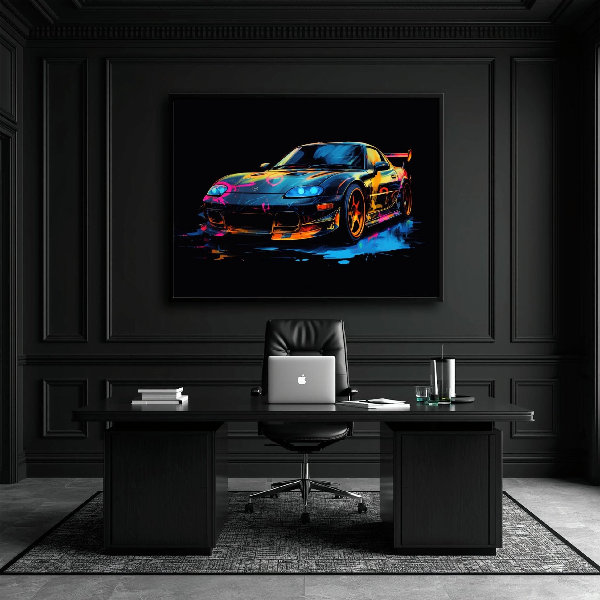 Mazda RX-7 Wall Art – Neon Graffiti JDM Canvas Print Cars