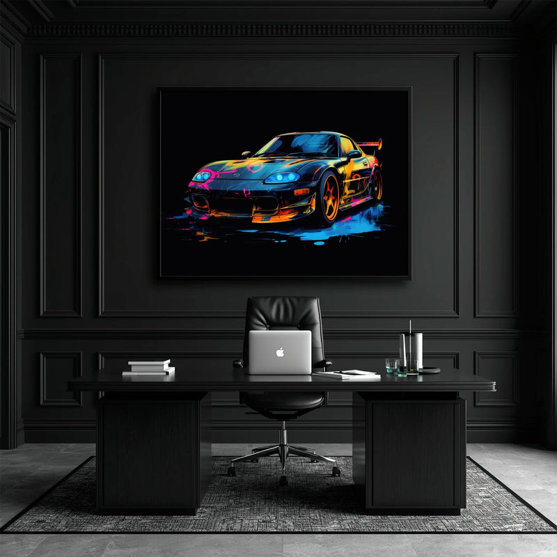 Mazda RX-7 Wall Art – Neon Graffiti JDM Canvas Print Cars