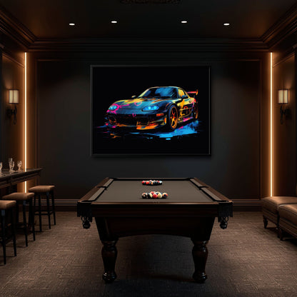 Mazda RX-7 Wall Art – Neon Graffiti JDM Canvas Print Cars