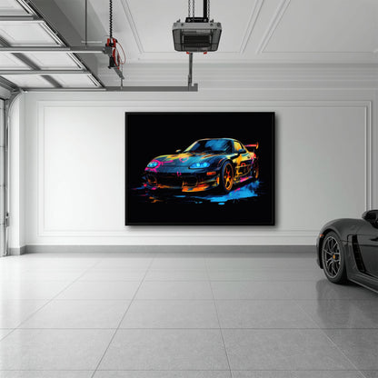Mazda RX-7 Wall Art – Neon Graffiti JDM Canvas Print Cars