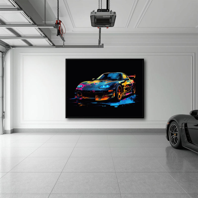 Mazda RX-7 Wall Art – Neon Graffiti JDM Canvas Print Cars