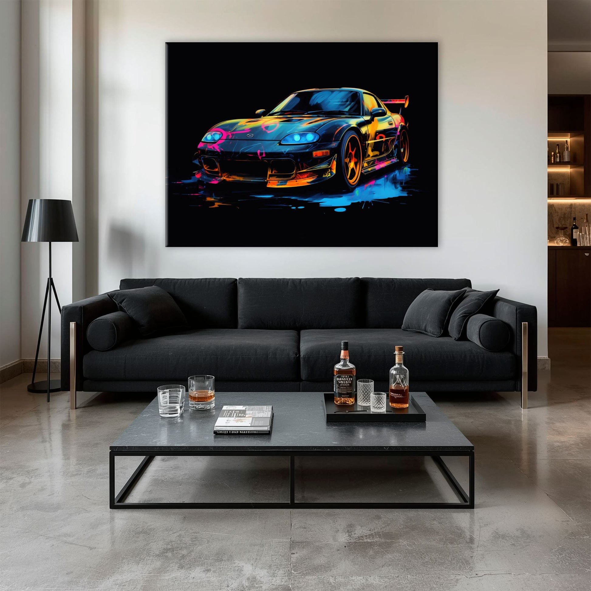 Mazda RX-7 Wall Art – Neon Graffiti JDM Canvas Print Cars