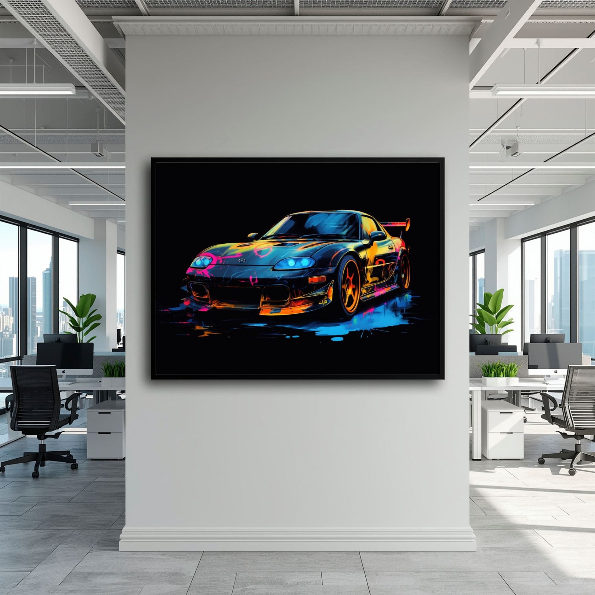 Mazda RX-7 Wall Art – Neon Graffiti JDM Canvas Print Cars