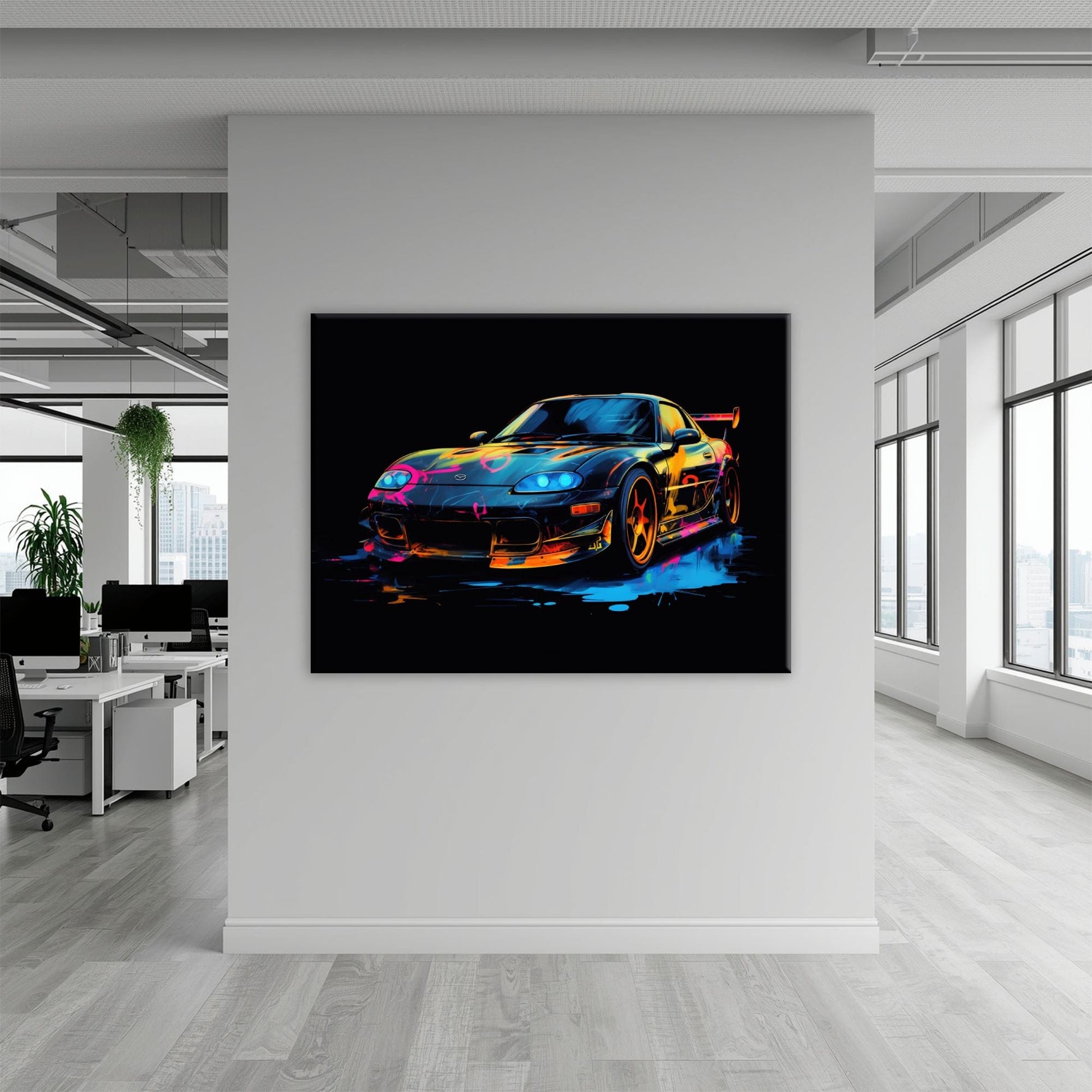 Mazda RX-7 Wall Art – Neon Graffiti JDM Canvas Print Cars