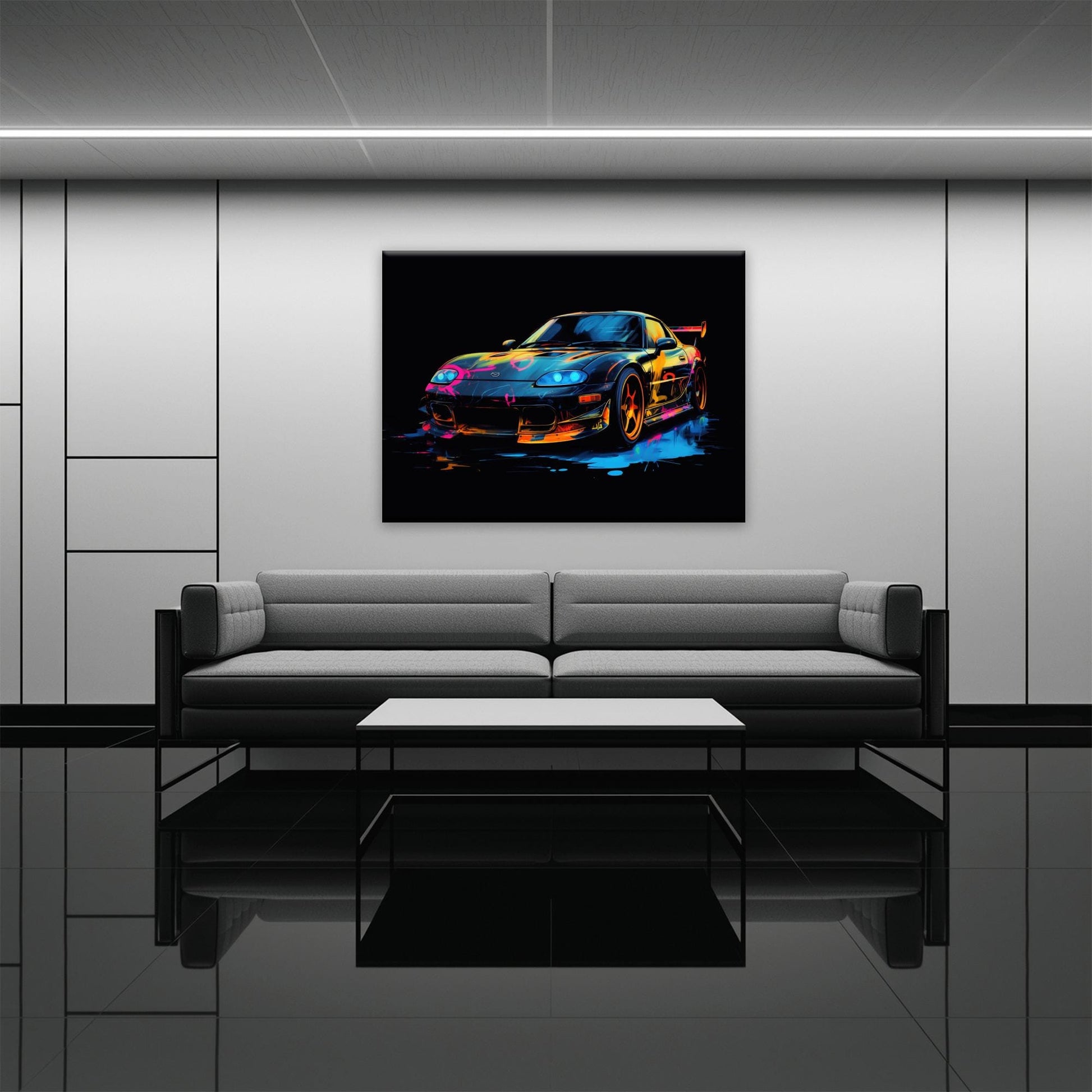 Mazda RX-7 Wall Art – Neon Graffiti JDM Canvas Print Cars
