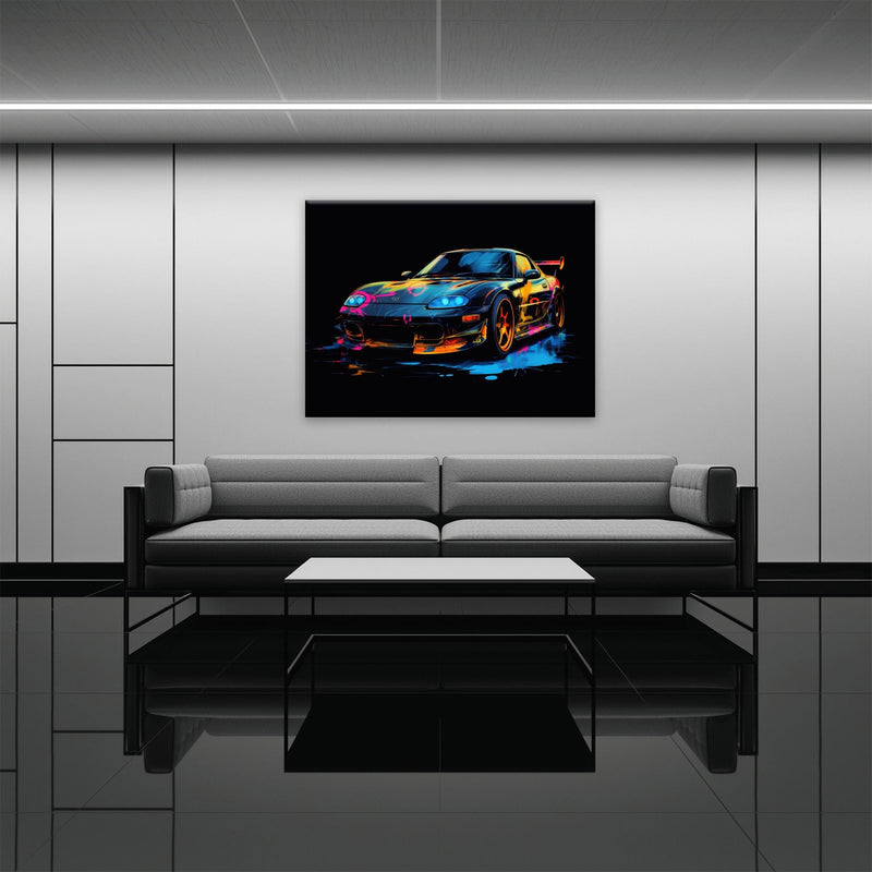 Mazda RX-7 Wall Art – Neon Graffiti JDM Canvas Print Cars